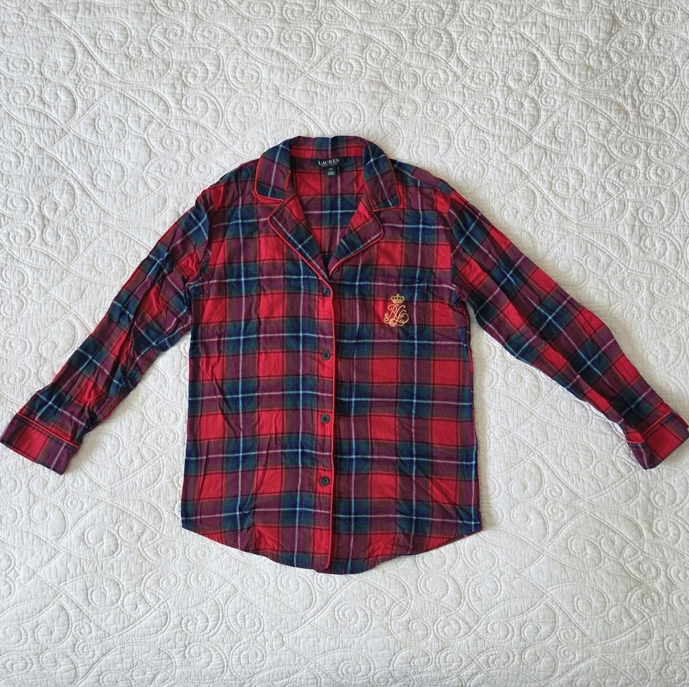 Ralph Lauren Red Plaid Cotton Sleep Shirt